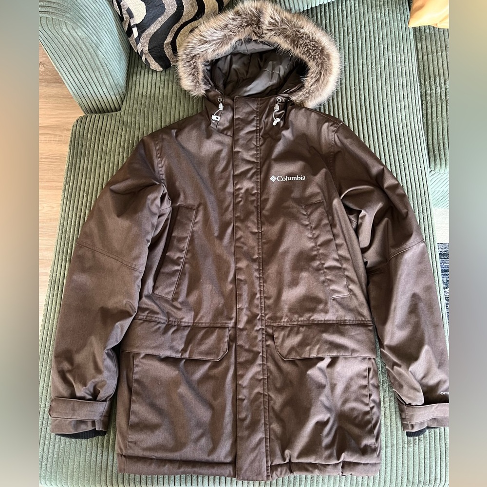 ✨Columbia Brown Penns Creek II Parka, Hooded Jacket with Fur Trim - Omni heat